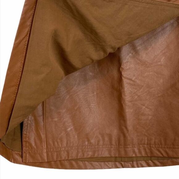 NEW Free People Fake Out Brown Faux Leather Vegan Wrap Skirt Size 2 - Picture 4 of 8